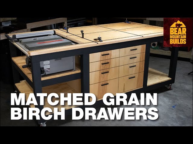 Add  Matched Grain Drawers | Simple Table Saw Outfeed and Assembly Table Part 2 - FREE Plans