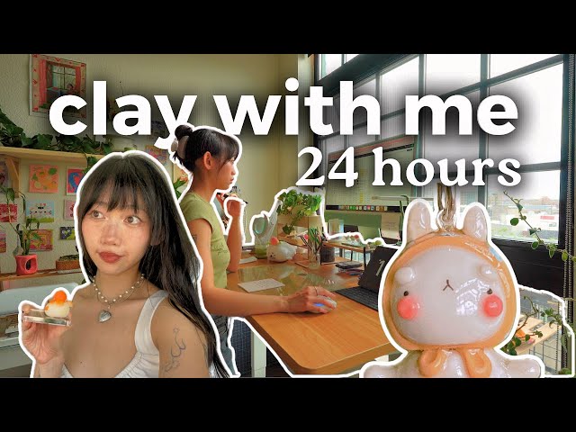 sculpting as much as i can in 24 hours ✿ clay & glaze with me! | small business diaries #studiovlog