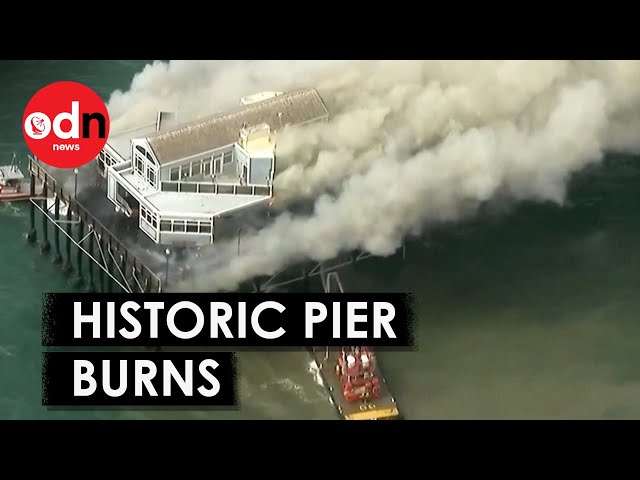 Moment Massive Fire Rips Through Iconic Oceanside Pier