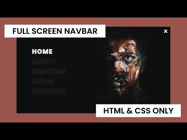 Create A Full Screen Navbar With Toggle Effect Using Pure HTML & CSS Only