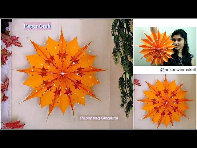 How to make paper bag starburst | paper bag star | Christmas decoration idea,