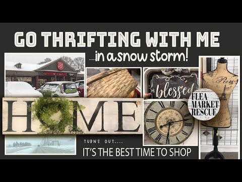GO THRIFTING WITH ME FOR HOME DECOR IN A SNOW STORM! BIG THRIFT STORE SHOPPING HAUL