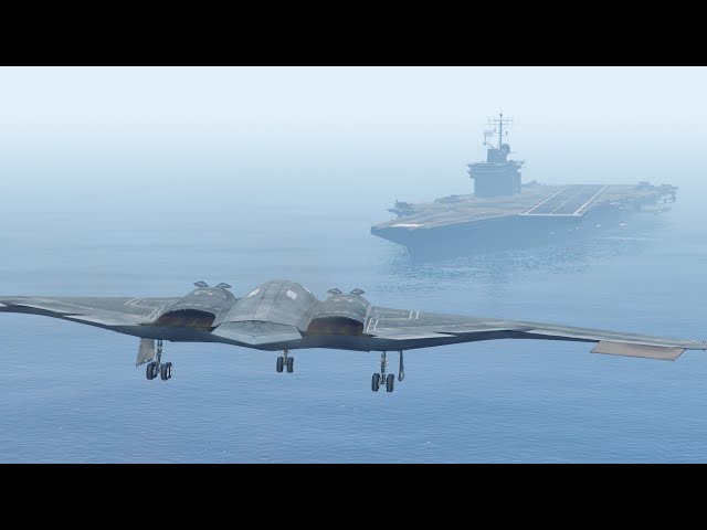 GTA 5 - Landing MASSIVE B2 Bomber ON THE AIRCRAFT CARRIER (GTA 5 PC Mods Funny Moment)
