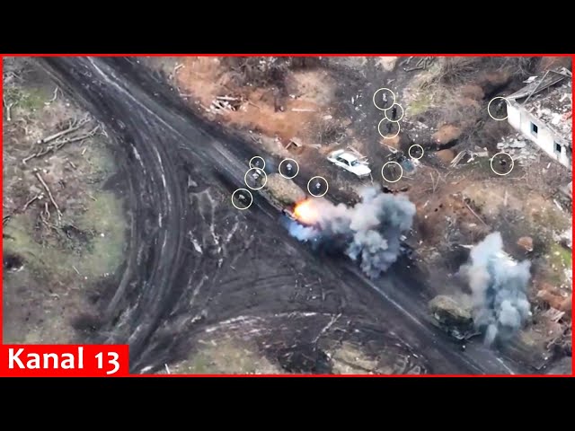 Russians whose moving tank was targeted by a drone, managed to escape this time