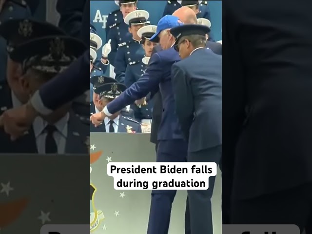 Joe Biden falls during Air Force graduation
