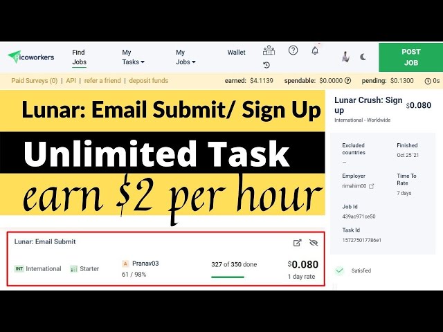 How to do Lunar Crush: Sign up || Lunar: Email Submit || Earn $2 in one hour