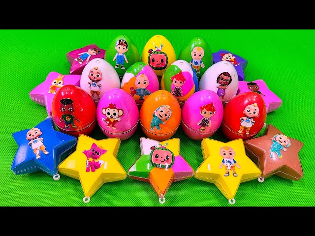Finding Cocomelon, Pinkfong, Hogi in Rainbow Eggs, Star with CLAY Coloring! Satisfying ASMR Videos