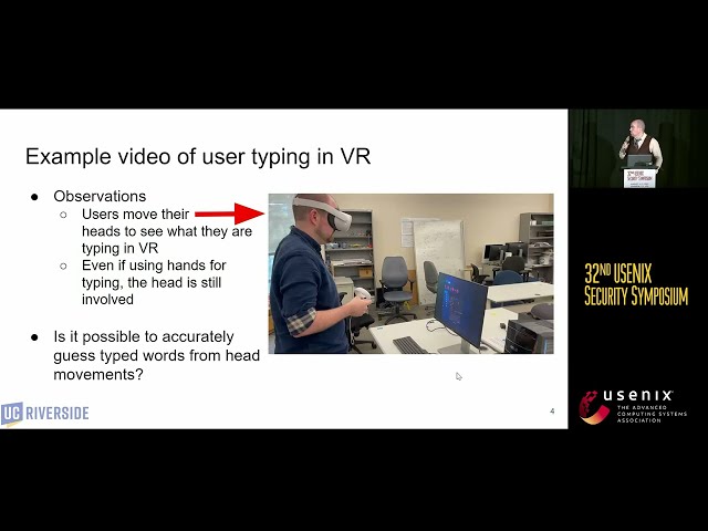 USENIX Security '23 - Going through the motions: AR/VR keylogging from user head motions