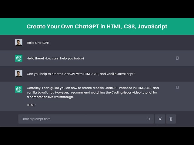 Create Your Own ChatGPT in HTML CSS and JavaScript | ChatGPT Clone HTML CSS and JavaScript