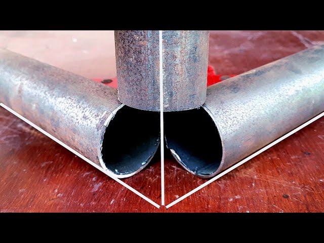 very few people know, the secret of the welder cuts round pipe 90 degrees in three directions
