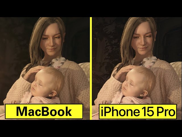 Resident Evil Village MacBook Pro M2 vs iPhone 15 Pro Graphics Comparison