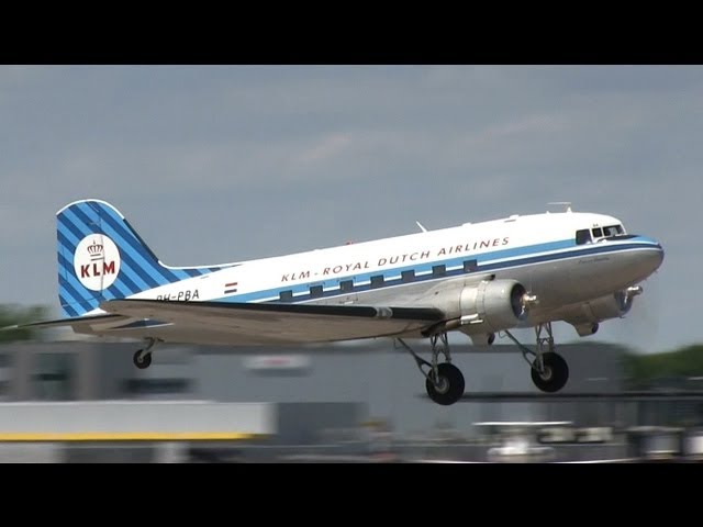 KLM Douglas DC-3 Dakota (PH-PBA) take-off and landing at Hannover (HAJ/EDDV)