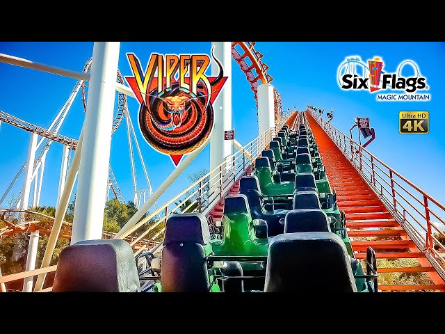 2024 Viper Roller Coaster On Ride Back Seat 4K POV Six Flags Magic Mountain