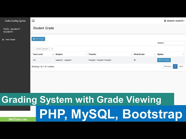 Grading System with Grade Viewing in PHP and MySQL