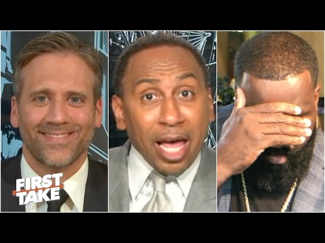 Stephen A. urges Kendrick Perkins to cool down during a heated James Harden debate | First Take
