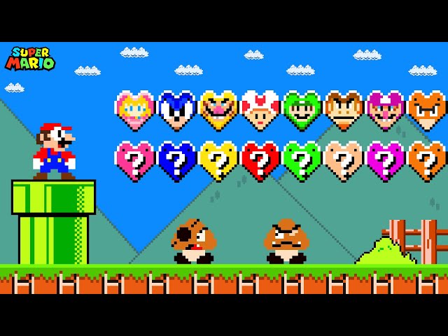 Super Mario Bros. But There Are MORE Custom Heart Item Blocks All Characters!...