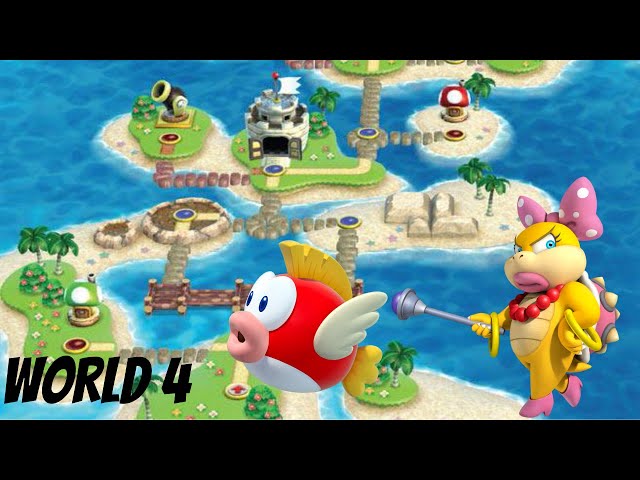 New Super Mario Bros. Wii - World 4 Walkthrough (3 Player)