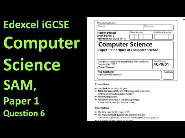 Edexcel iGCSE Computer Science SAM Paper 1 Question 6