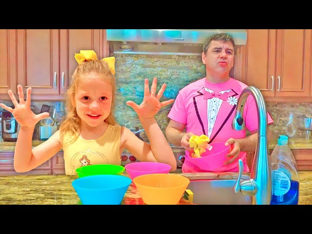 Nastya and dad pretend to play with magic book - Magic toys for kids