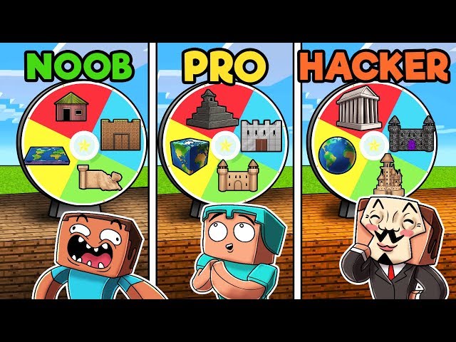 Minecraft - MYSTERY BUILD WHEEL 2! (NOOB vs PRO vs HACKER)