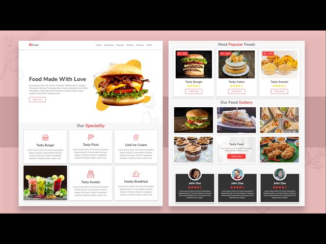 Create A Responsive ' Food / Restaurant ' Website Design Using HTML CSS And JAVASCRIPT From Scratch