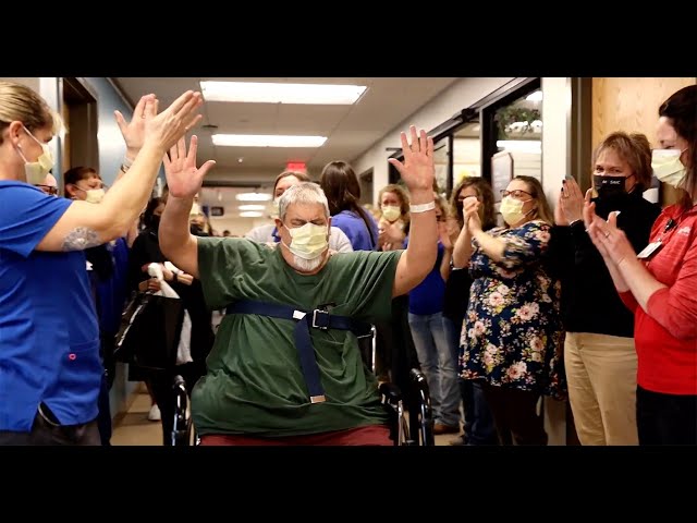 Mike Walks Out to a Clap Out After Eight Months in the Hospital | Mosaic Life Care