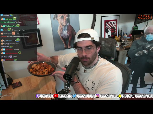 Hasan finally shows chat his food