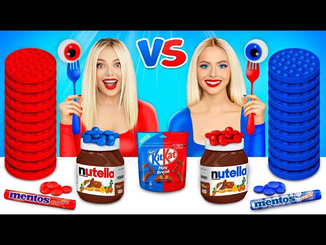 Red VS Blue Food Challenge | Tasty Battle One Color Food 24 Hours by RATATA BRILLIANT