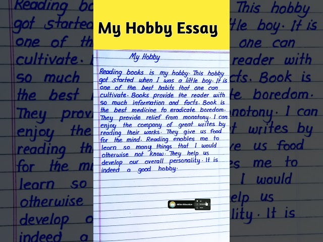 My Hobby Essay In English | Essay on My Hobby Reading Books in English #essaywriting #handwriting