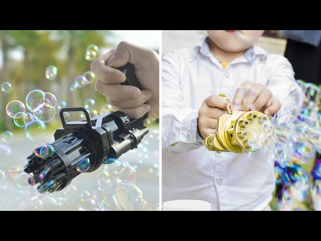 Gatling Bubble Machine Unboxing and Test 2021 - Electric Bubble Gun Toy