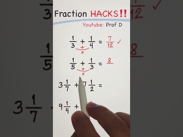 Simple Fraction Hacks that You need to KNOW #mathstricks #maths #mathhacks #mathematics #math