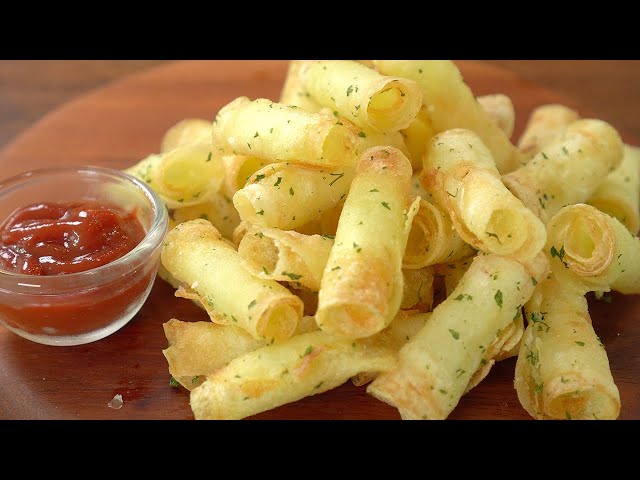 3 Ingredients, Double Crispy Fried Potatoes :: Potato Roll Chips, Potato Snacks