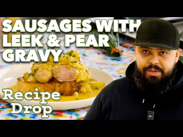Twist On Bangers & Mash: Sausages With Leek & Pear Gravy | Recipe Drop | Food52