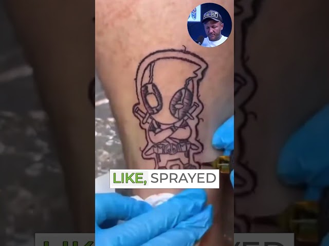 1 minute review of an Embroidery Deadpool Tattoo  by @ozzytattoo