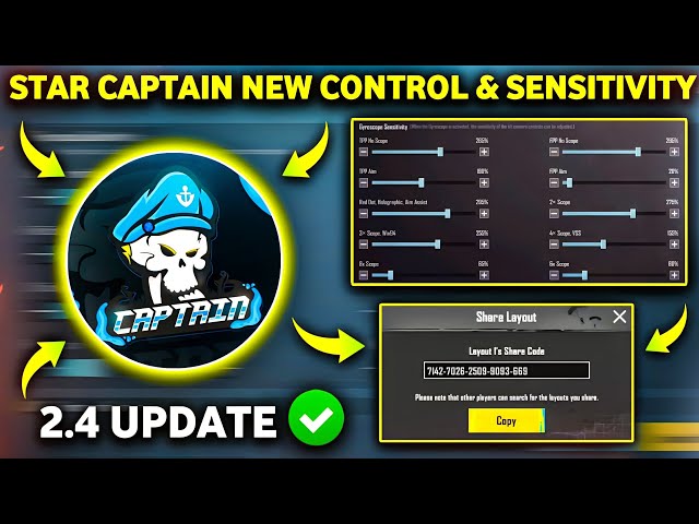 🔥(New 2.4) STAR CAPTAIN Sensitivity & Star Captain Control Code pubg | Star Captain pubg sensitivity