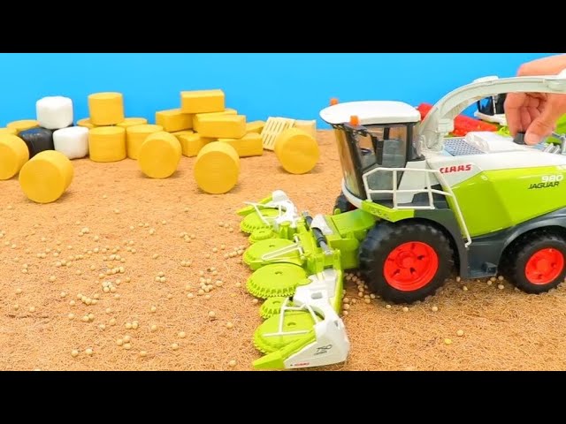 Mähdrescher findet Heuballen und andere Spielzeugautos, Toy Vehicles, Excavator & Tractor for Kids