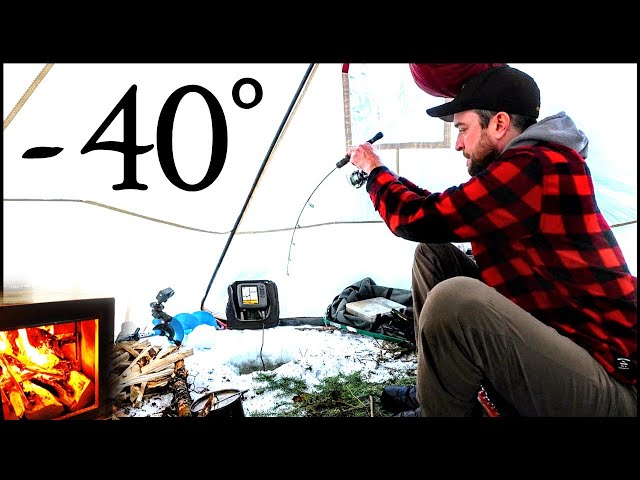 -40° Solo Camping 4 Days | Snowstorm & Hot Tent on the Ice