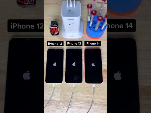 Which iPhone will Power On first? 🤔                                 #iphones #tech #phone #poweron