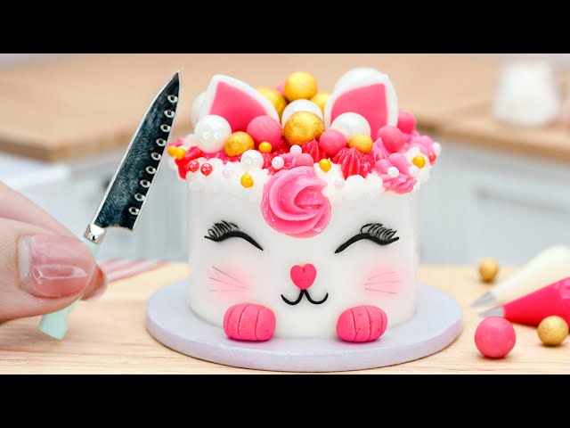 Tasty Miniature Cat Birthday Buttercream Cake Decoration 😸 Most Satisfying Miniature Fondant Cake