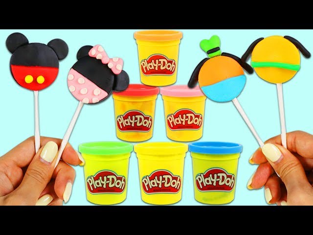 How to Make Disney Play Doh Lollipops with Mickey Mouse & Minnie Mouse Shapes!