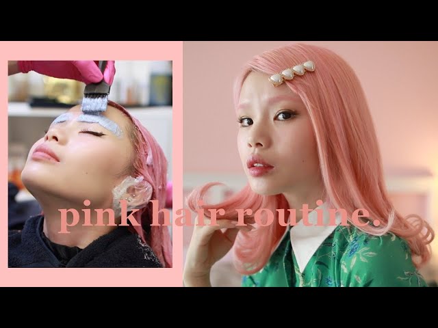 my pastel pink hair touch up routine 🌷 bleach + color + eyebrows? lol