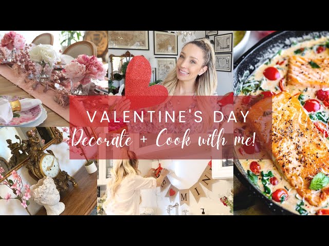 VALENTINE’S DAY DECORATE + COOK WITH ME // PERFECT V-DAY RECIPE! // WHOLE HOUSE DECOR  // MINI HAUL