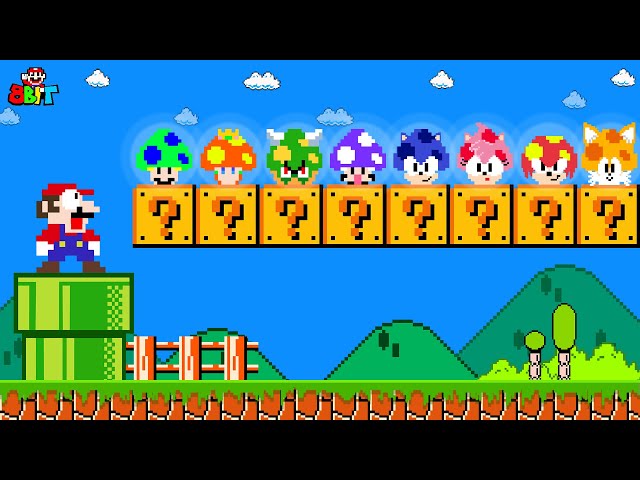 Can Mario Collect MORE Cusotm MUSHROOMS Characters in New Super Mario Bros. Wii? | Game Animation