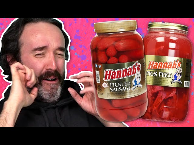 Irish People Try Weird Pickled Foods (Pickled Sausage, Pickled Pigs Feet)