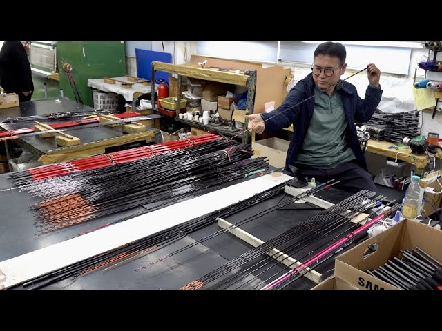 Process of Making Finest Carbon Fishing Rods. A Fishing Rod Factory in Korea.