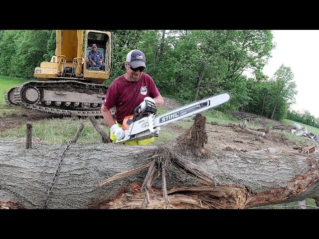 Cuttin' Stumps with BIG Deere 892 Excavator & BIG Stihl MS 661C Chainsaw