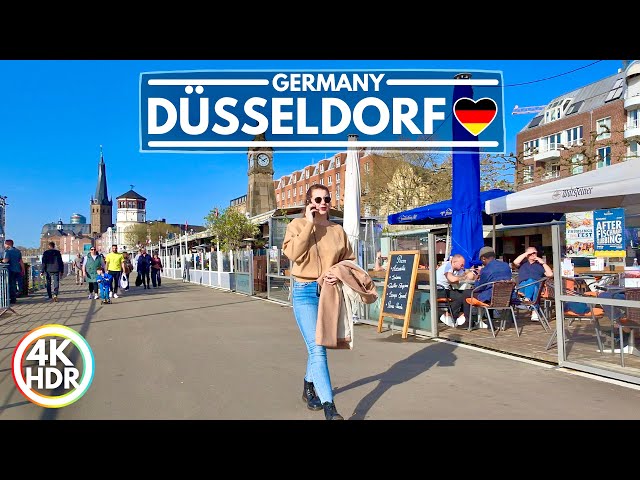 Düsseldorf City in Germany, A Summer Day in April 2024 - 4K HDR Walk