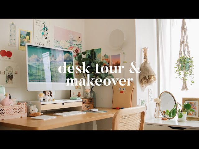 COZY DESK MAKEOVER 🌱 cute & functional desk setup