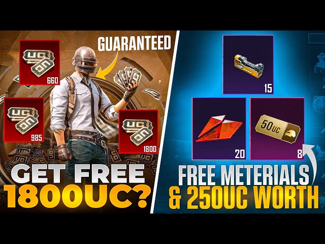 Get Free 1800Uc Guaranteed? | Fre3 Materias And Mythic Forge Emblems | 250Uc Worth Vouchers | Pubgm