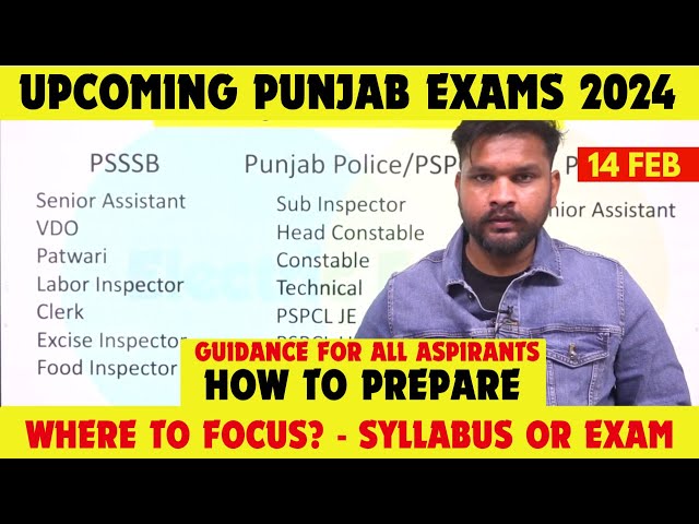 Upcoming Punjab Govt Exams 2024 Guidance || Punjab Police/ PSSSB Recruitment 2024 | Electric English
